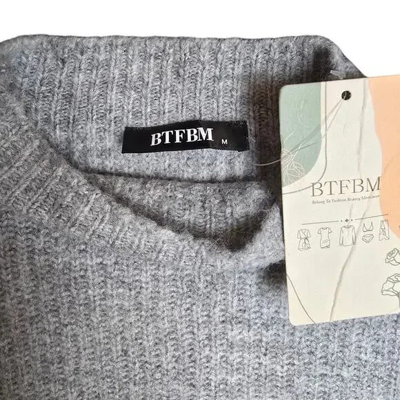 NWT Women's Medium Gray Mock Turtleneck Sweater Pull-On Skirt 2 Piece Set - Picture 11 of 12